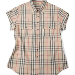 Burberry Cotton Logo Nova Check Button Up Shirt Beige