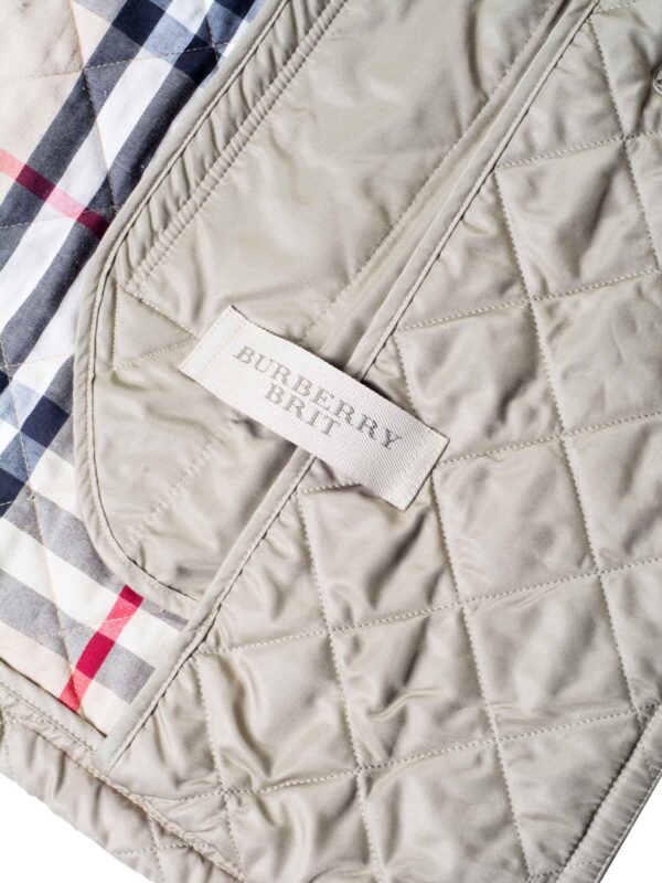 Burberry Double Breasted Quilted Nova Check Coat Beige