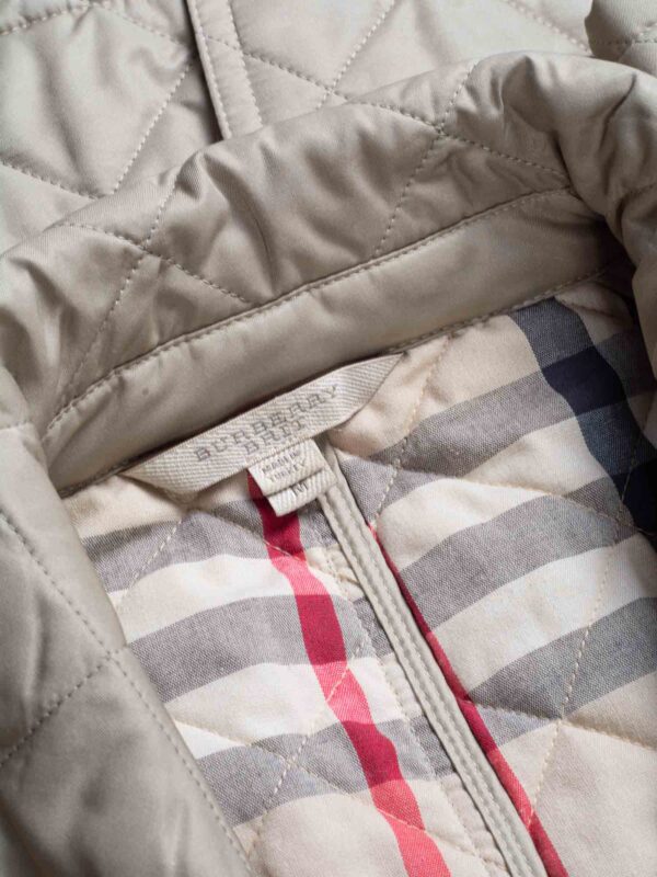 Burberry Double Breasted Quilted Nova Check Coat Beige