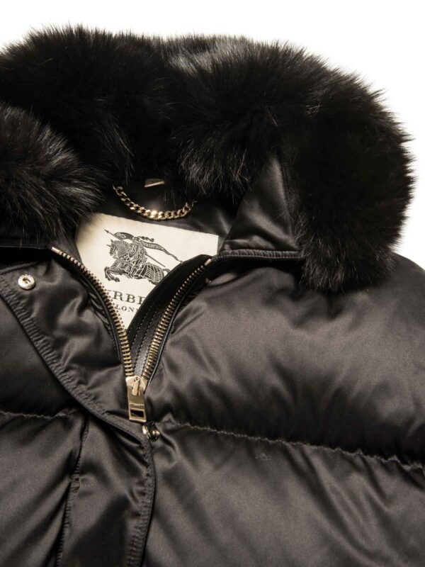 Burberry Fur Collar Oversized Puffer Down Jacket Black