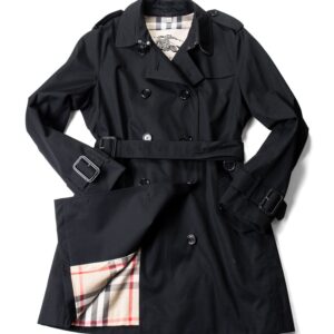 Burberry Gabardine Nova Check Trench Coat Black