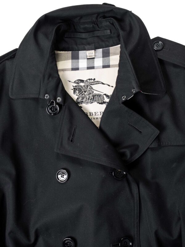 Burberry Gabardine Nova Check Trench Coat Black