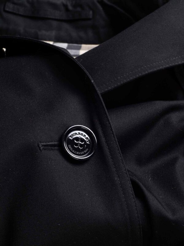 Burberry Gabardine Nova Check Trench Coat Black