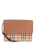 Burberry Haymarket Check Flap Messenger Bag Beige Brown