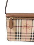 Burberry Haymarket Check Flap Messenger Bag Beige Brown