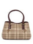 Burberry Heymarket Check Top Handle Shopper Bag Brown