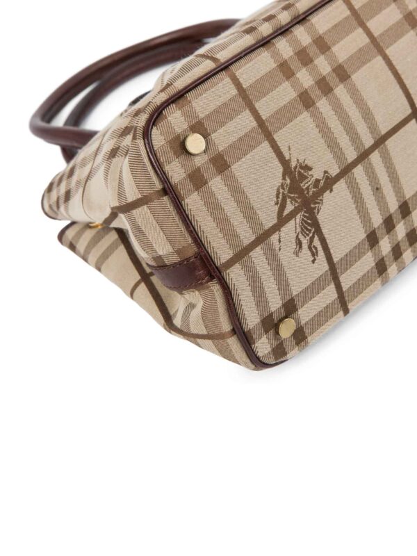 Burberry Heymarket Check Top Handle Shopper Bag Brown