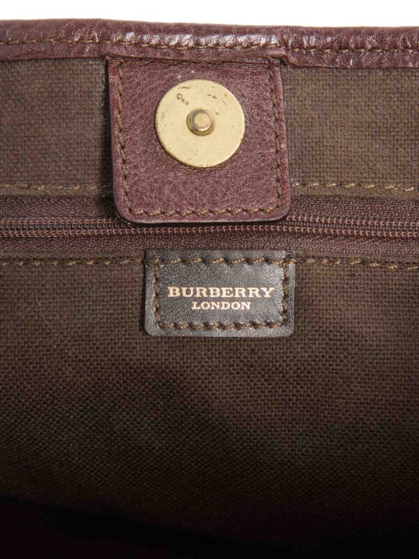 Burberry Heymarket Check Top Handle Shopper Bag Brown