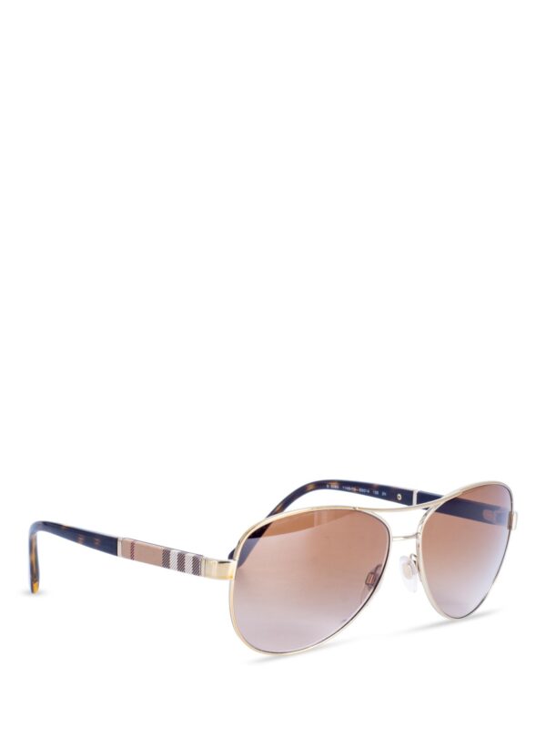 Burberry Honey Check Gradient Aviator Sunglasses Brown Gold