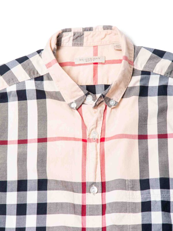 Burberry House Check Cotton Collared Button Up Boyfriend Shirt Beige