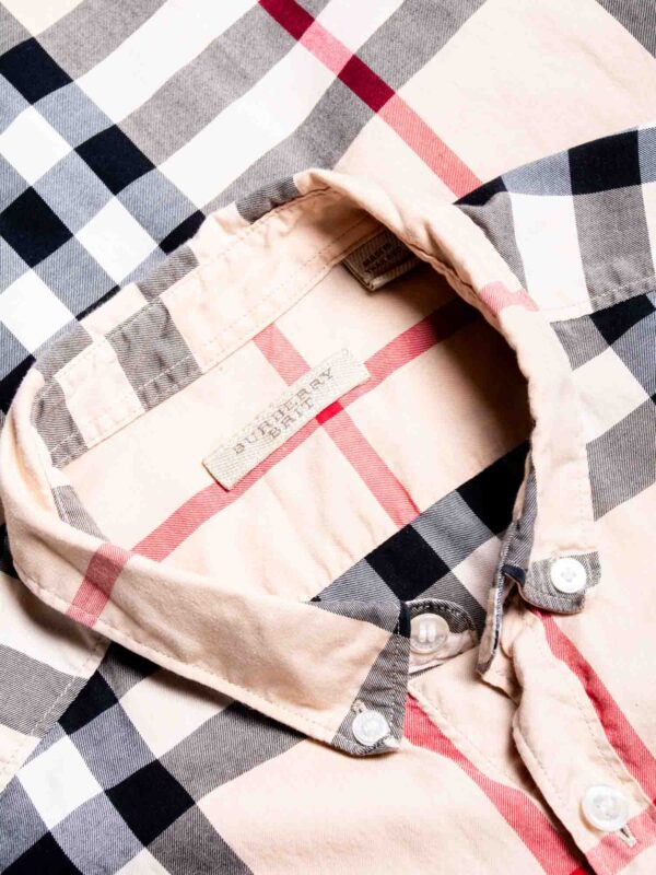 Burberry House Check Cotton Collared Button Up Boyfriend Shirt Beige