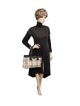 Burberry House Check Leather Top Handle Shopper Bag Beige Black