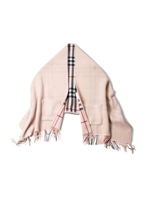 Burberry House Check Reversible Wool Poncho Beige