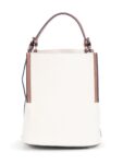 Burberry Leather Canvas Logo Bucket Bag Tan