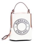 Burberry Leather Canvas Logo Bucket Bag Tan