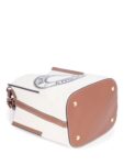 Burberry Leather Canvas Logo Bucket Bag Tan