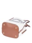 Burberry Leather Canvas Logo Bucket Bag Tan