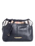 Burberry Leather House Check Bucket Messenger Bag Black
