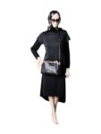 Burberry Leather House Check Bucket Messenger Bag Black