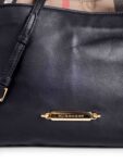 Burberry Leather House Check Bucket Messenger Bag Black