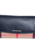 Burberry Leather House Check Flap Wallet Black Brown