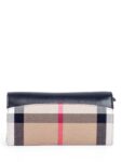 Burberry Leather House Check Flap Wallet Black Brown