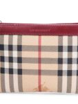 Burberry Logo Haymarket Check Wristlet Bag Beige Red
