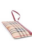 Burberry Logo Haymarket Check Wristlet Bag Beige Red