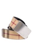 Burberry Logo House Check Canvas Belt Beige Silver