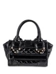 Burberry Logo Quilted Patent Leather Top Handle Bag Black
