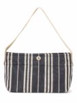 Burberry Logo Striped Canvas Tote Bag Navy Ivory