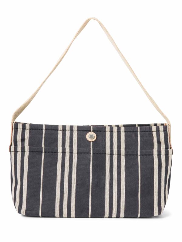Burberry Logo Striped Canvas Tote Bag Navy Ivory
