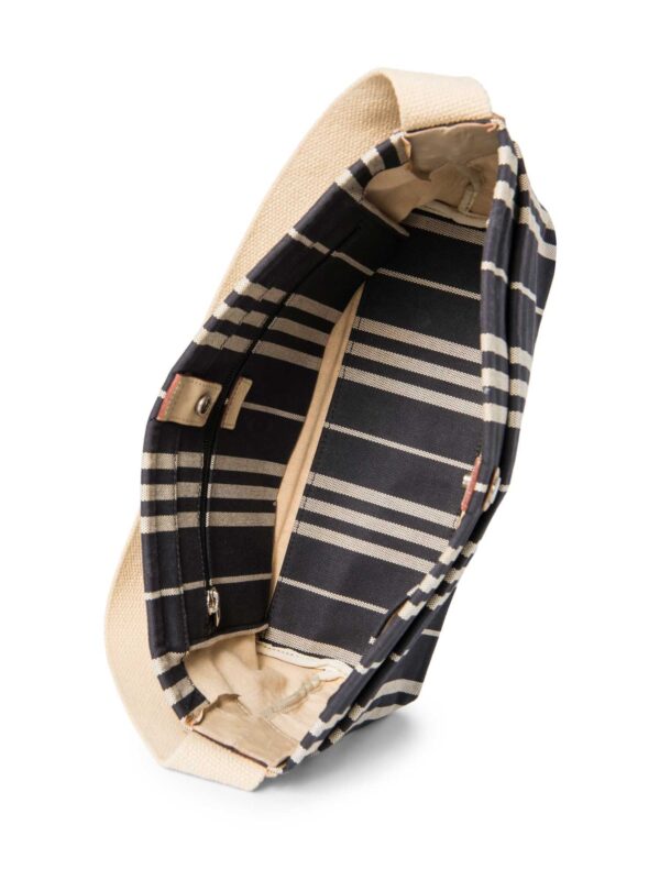 Burberry Logo Striped Canvas Tote Bag Navy Ivory