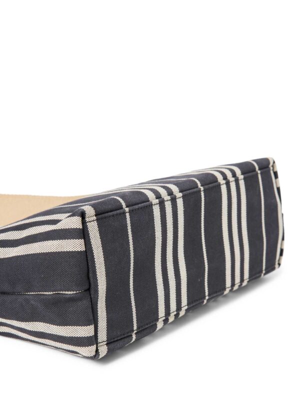 Burberry Logo Striped Canvas Tote Bag Navy Ivory