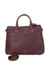 Burberry - Maroon House Check Leather Banner Medium Satchel Bag