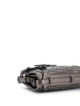 Burberry Metallic Leather Studded Wristlet Clutch Pewter Grey