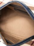 Burberry Nova Check Canvas Leather Boston Bag Beige Navy Blue 25