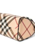 Burberry Nova Check Canvas Leather Boston Bag Beige Navy Blue 25