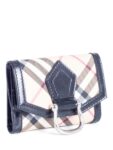Burberry Nova Check Leather Buckle Wallet Beige Black Silver