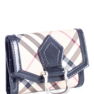 Burberry Nova Check Leather Buckle Wallet Beige Black Silver