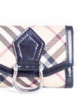 Burberry Nova Check Leather Buckle Wallet Beige Black Silver