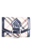 Burberry Nova Check Leather Buckle Wallet Beige Black Silver