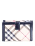 Burberry Nova Check Leather Buckle Wallet Beige Black Silver