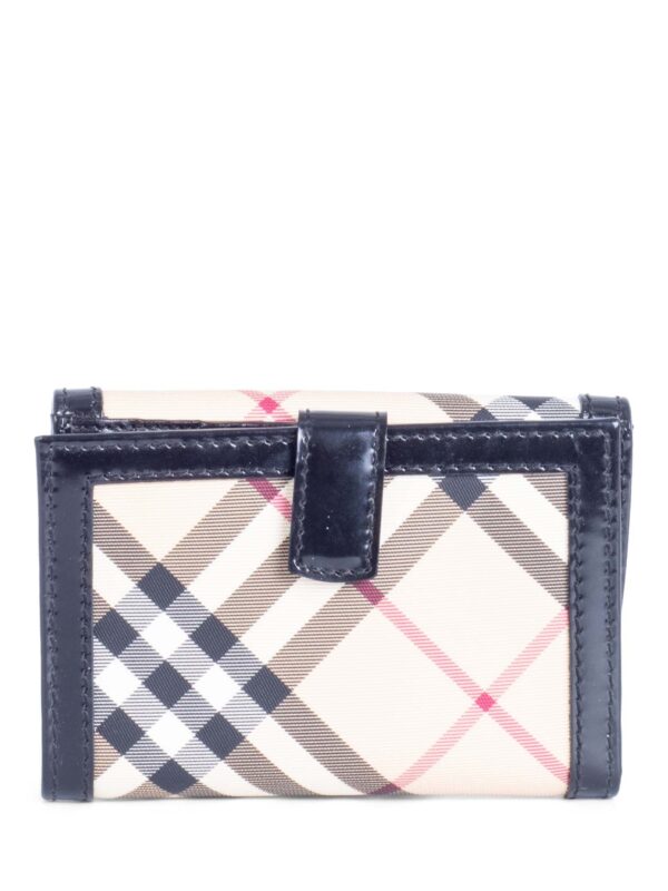 Burberry Nova Check Leather Buckle Wallet Beige Black Silver