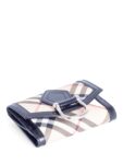 Burberry Nova Check Leather Buckle Wallet Beige Black Silver