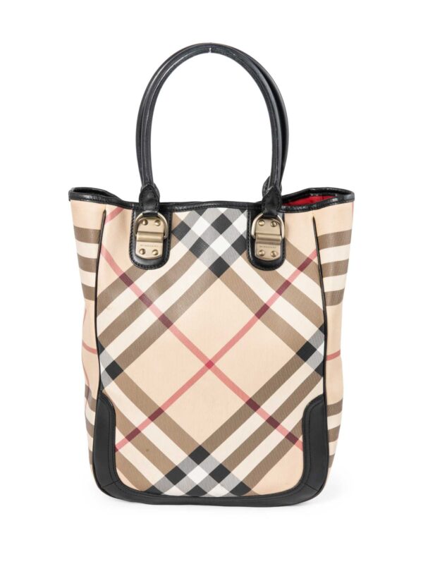 Burberry Nova Check Top Handle Shopper Bag Beige