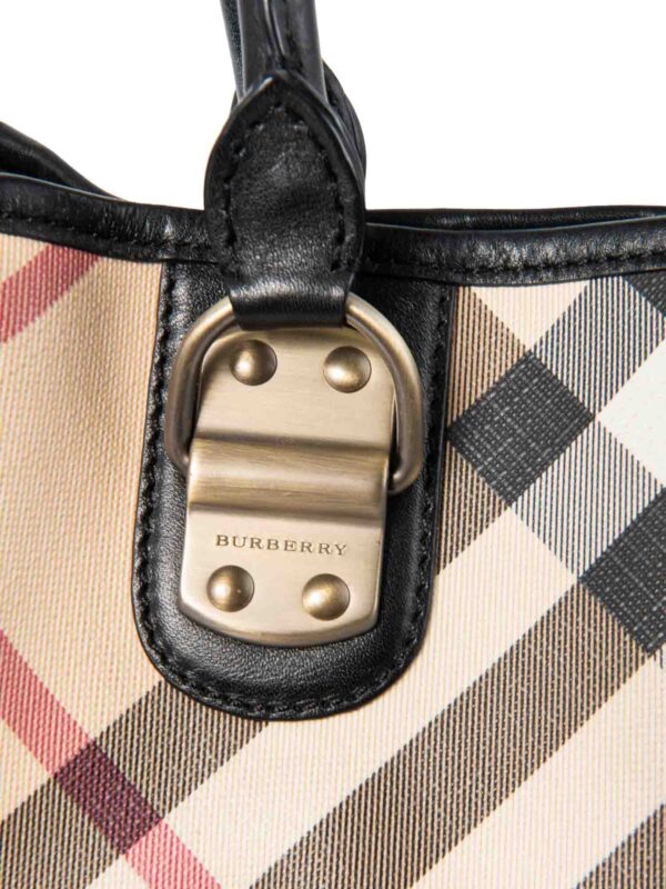 Burberry Nova Check Top Handle Shopper Bag Beige