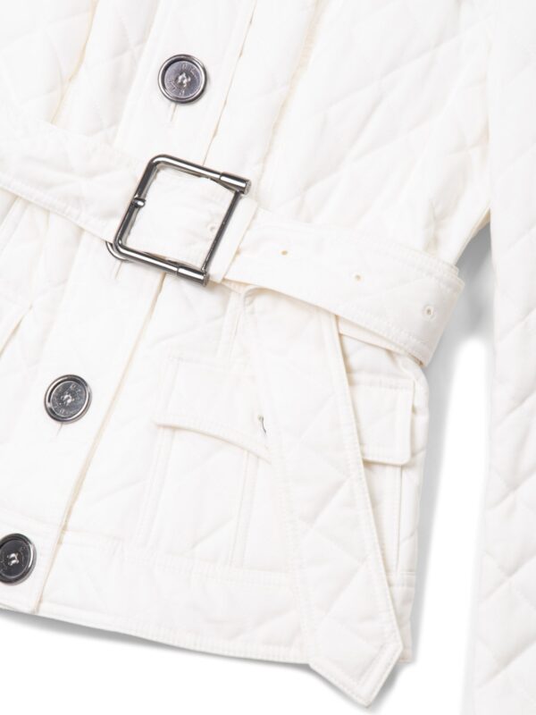 Burberry Quilted Belted Jacket White