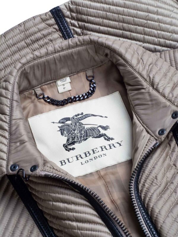 Burberry Quilted Leather Fitted Coat Taupe