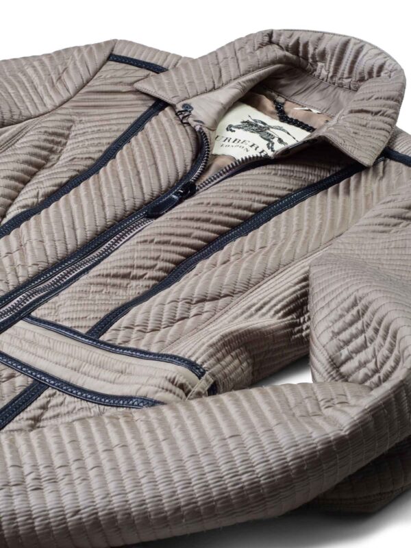 Burberry Quilted Leather Fitted Coat Taupe